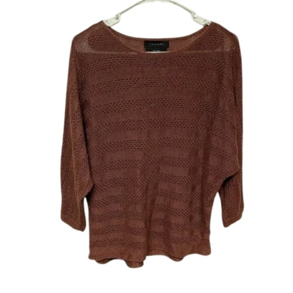 Tahari 100% Linen Women's Burnt Red Quarter Sleeve Blouse size medium - Picture 1 of 4